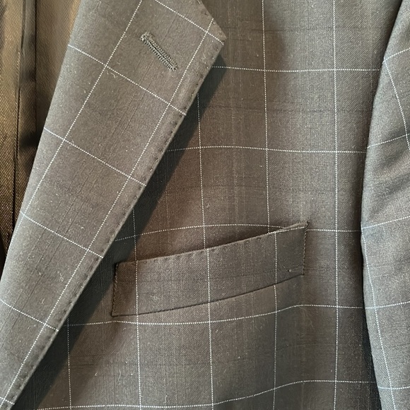 CERUTTI 1881 Italian suit jacket dark gray/ black blue windowpane tag Italian 52 - Picture 2 of 15